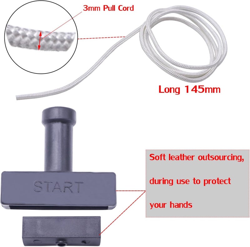TKCBCD Store Pull Start Cord Rope 140mm 3.5mm String Compatible with Honda GX160 GX200 196 212 224 cc Generator Pressure Washer Snow Blower ATV MTD (2 Pull Start Handle,5× Rope) - Image 2